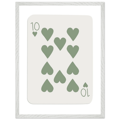 Minimalist Ten of Hearts Poker Card Print - Mounted & Framed Wall Art, Eco-Friendly Wood Frame in Your Choice of Finish - Vibrantwalls