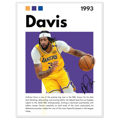 Anthony Davis Lakers Modern Basketball Art Print 60x80 cm 24x32″ White frame Vibrantwalls