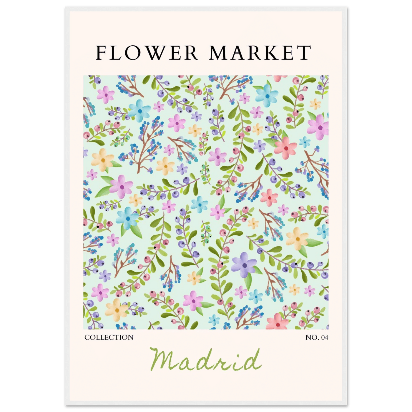 Flower Market Collection Framed Poster – Whimsical Floral & Berry Art Prints | Ready-to-Hang in Various Sizes - Vibrantwalls