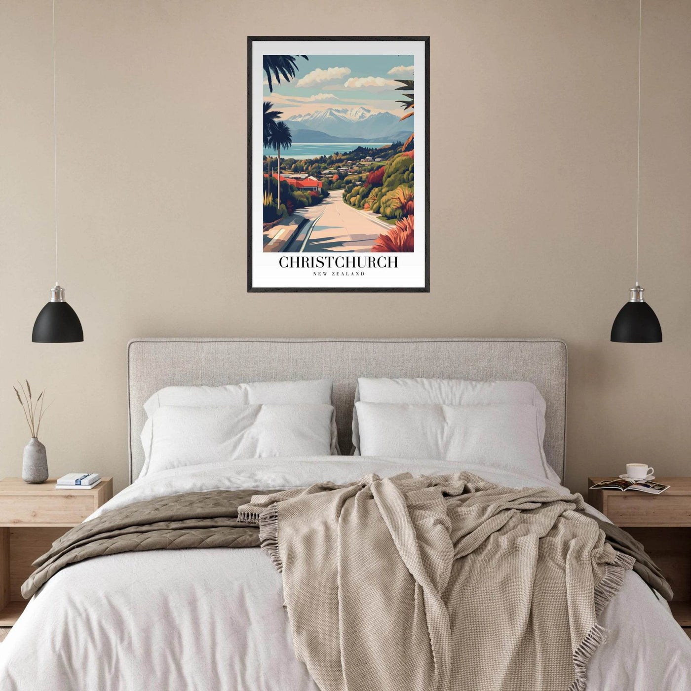 Christchurch New Zealand Framed Poster – Vintage Travel Wall Art with Wooden Frame - Vibrantwalls