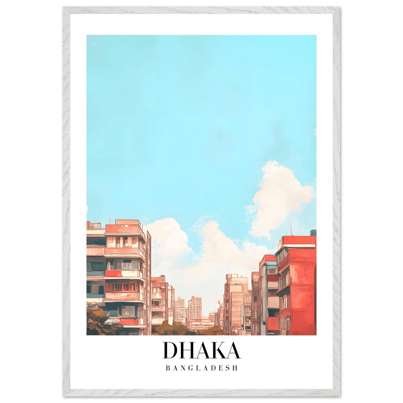 Dhaka Bangladesh Framed Poster – Pastel Cityscape Wall Art with Customizable Wooden Frame - Vibrantwalls