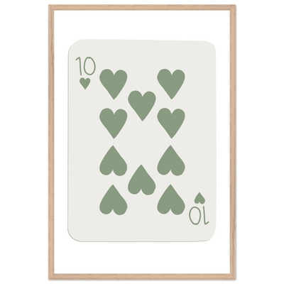 Minimalist Ten of Hearts Poker Card Print - Mounted & Framed Wall Art, Eco-Friendly Wood Frame in Your Choice of Finish - Vibrantwalls