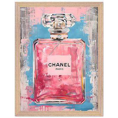 Coco Mademoiselle Chanel Art Print - Pink & Blue Pop Art Style Framed Poster - Vibrantwalls