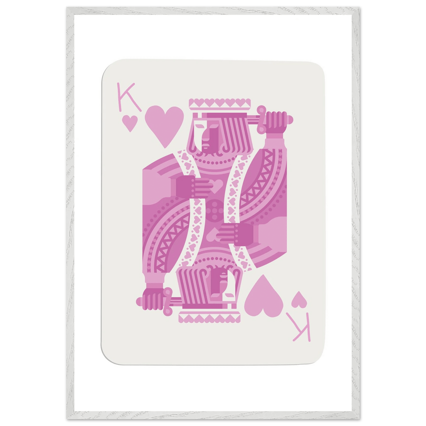 King of Hearts Modern Pink Poker Card Art - Mounted Framed Poster, Eco-Friendly Wood Frame - Vibrantwalls