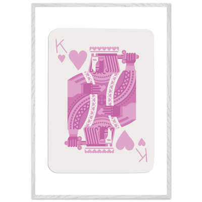 King of Hearts Modern Pink Poker Card Art - Mounted Framed Poster, Eco-Friendly Wood Frame - Vibrantwalls