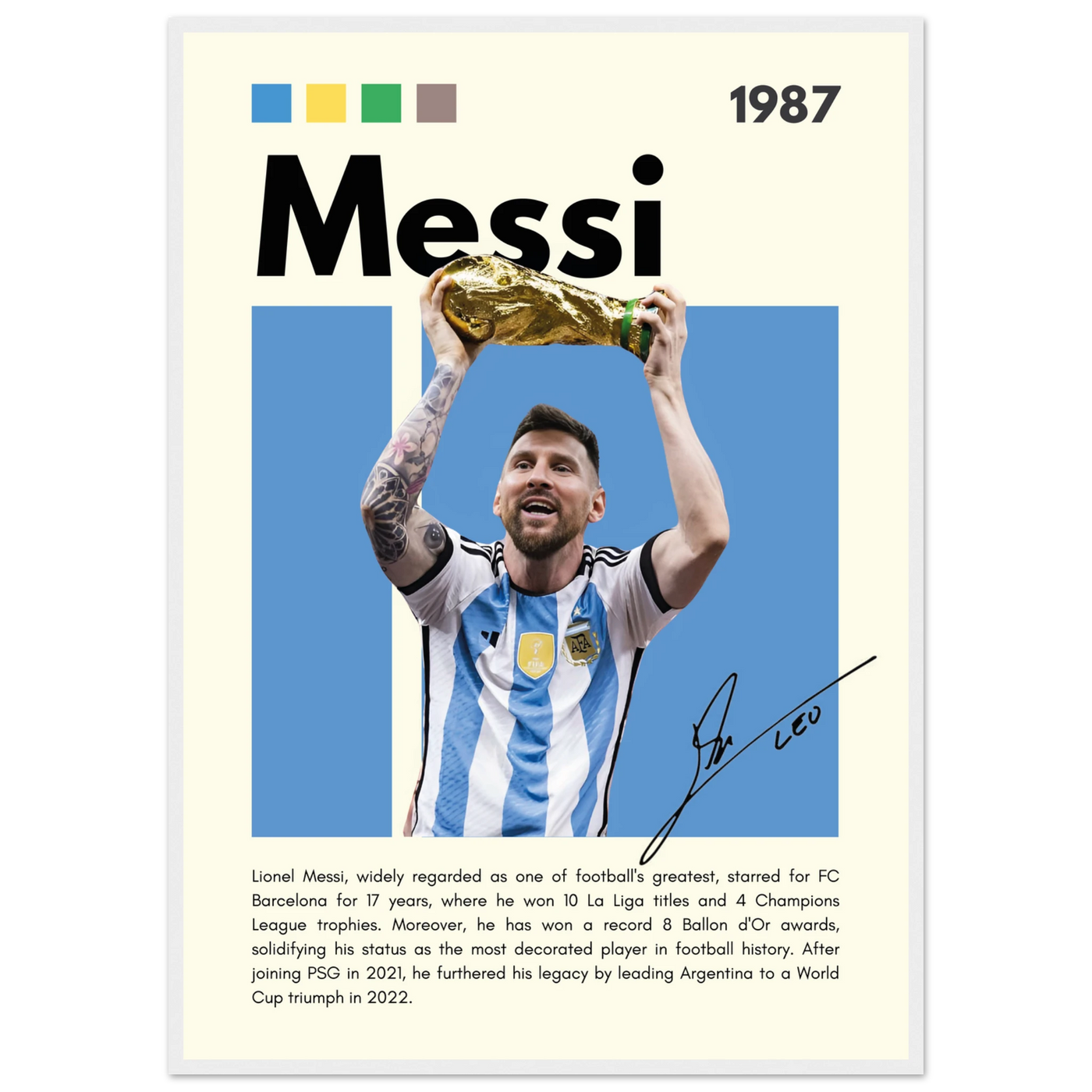 Lionel Messi World Cup Champion Framed Poster A1 (59.4 x 84.1 cm) White frame Vibrantwalls