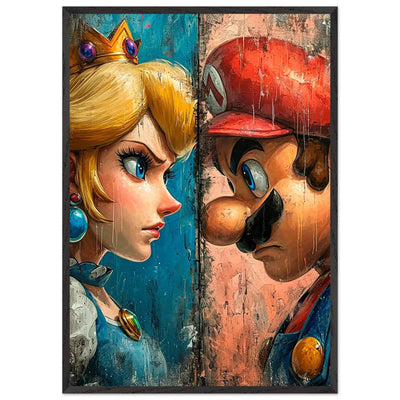 Mario & Peach Pop Art Mounted Framed Poster – Iconic Clash, Eco-Friendly, Ready to Hang - Vibrantwalls