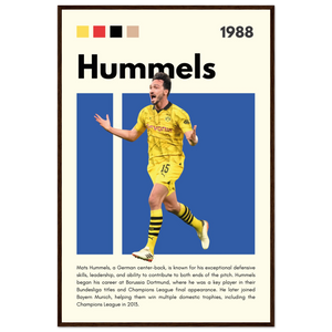 Mats Hummels Borussia Dortmund Framed Poster – Modern Football Art Print 60x90 cm 24x36″ Dark wood frame Vibrantwalls
