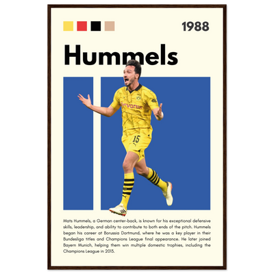 Mats Hummels Borussia Dortmund Framed Poster – Modern Football Art Print 60x90 cm 24x36″ Dark wood frame Vibrantwalls