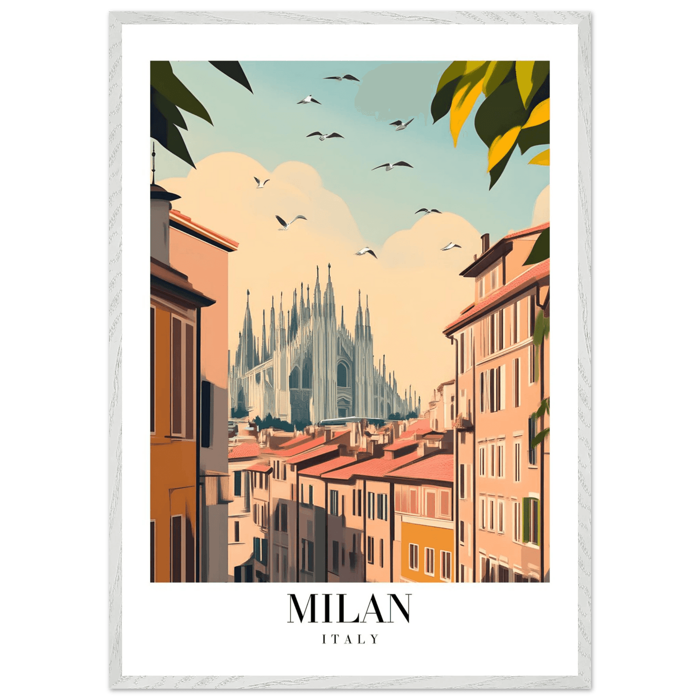 Milan Italy Framed Poster – Vintage Travel Wall Art with Duomo View & Wooden Frame - Vibrantwalls