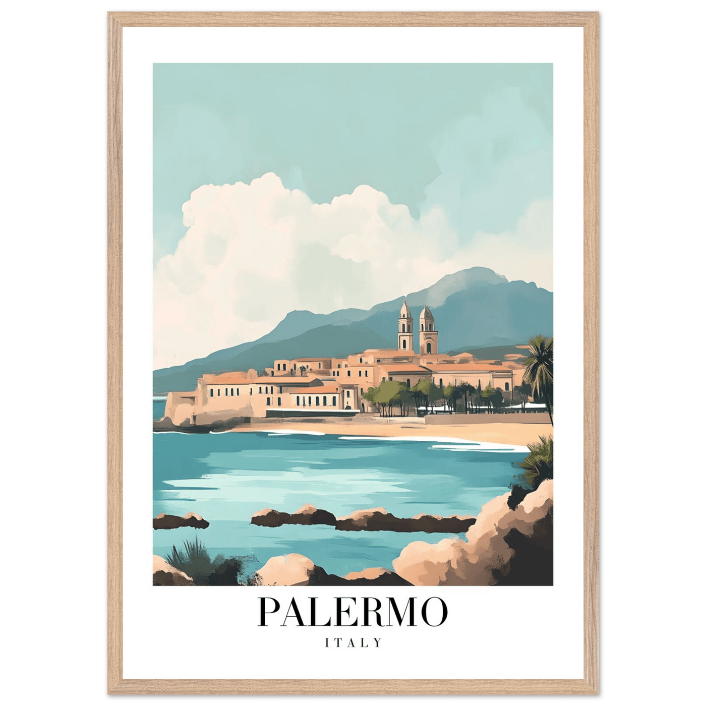 Palermo Italy Framed Poster – Vintage Mediterranean Travel Wall Art in Your Choice of Frame - Vibrantwalls