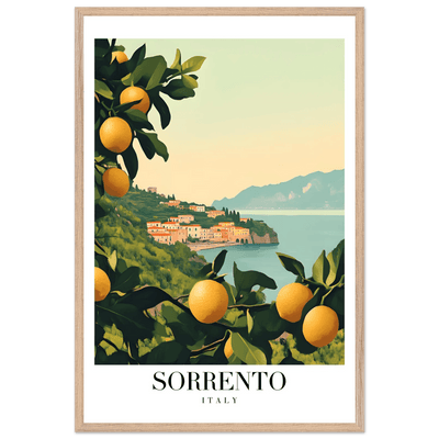 Sorrento Italy Framed Poster – Vintage Citrus Grove Travel Wall Art with Wooden Frame - Vibrantwalls