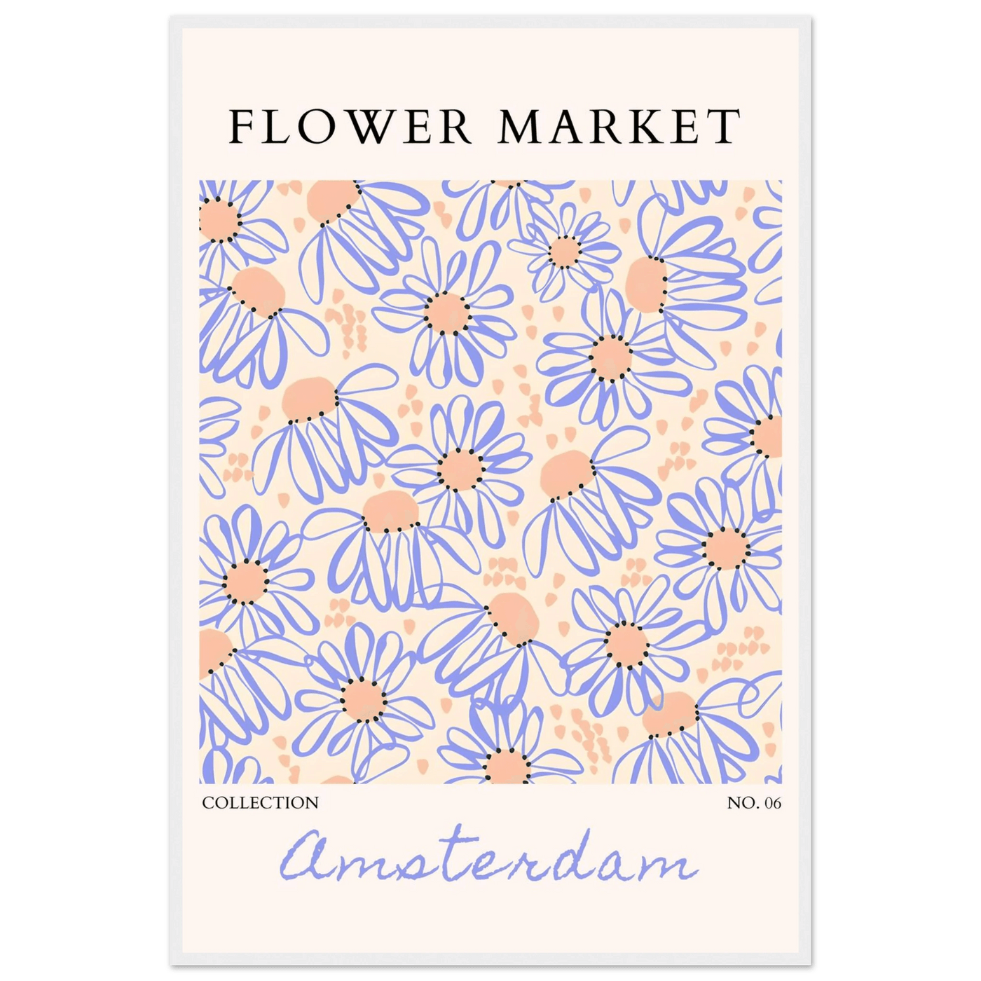 Abstract Floral Market Framed Poster – Whimsical Amsterdam Daisy Art Prints | Ready-to-Hang in Various Sizes - Vibrantwalls
