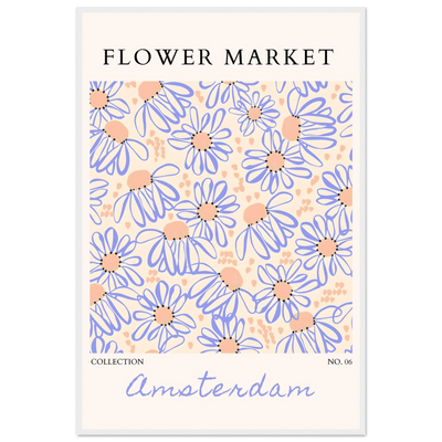Abstract Floral Market Framed Poster – Whimsical Amsterdam Daisy Art Prints | Ready-to-Hang in Various Sizes - Vibrantwalls