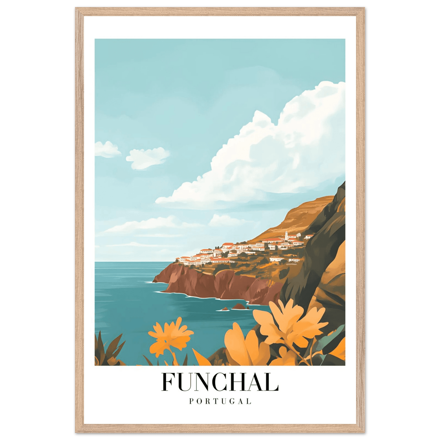 Funchal Portugal Coastal Vintage Travel Poster - Wall Art - Vibrantwalls