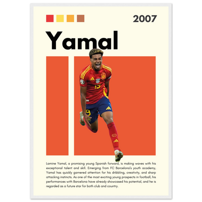 Lamine Yamal Spain Soccer Framed Football Poster 50x70 cm 20x28″ White frame Vibrantwalls