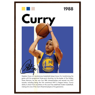 Stephen Curry Golden State Warriors Vintage Art 50x70 cm 20x28″ Dark wood frame Vibrantwalls