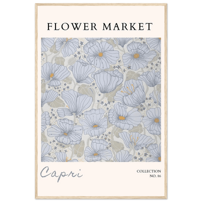 Capri Flower Market Framed Poster – Serene Floral Art Print in Cool Tones | Ready-to-Hang Wall Decor - Vibrantwalls
