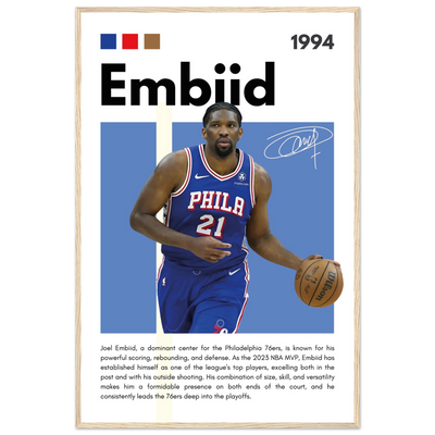 Joel Embiid The Process 76ers Framed Poster 60x90 cm 24x36″ Wood frame Vibrantwalls
