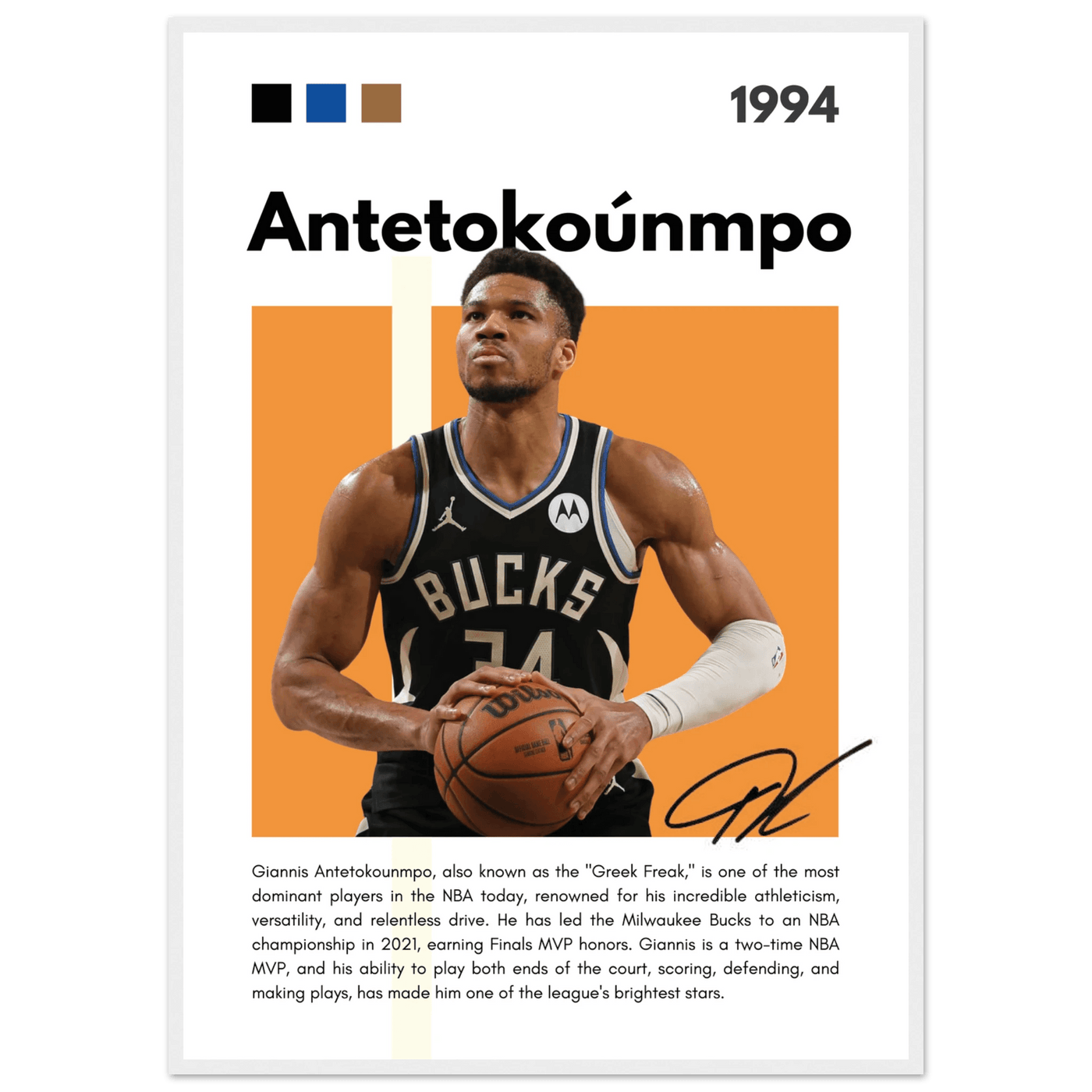 Giannis Antetokounmpo Greek Freak Bucks Poster - Vibrantwalls