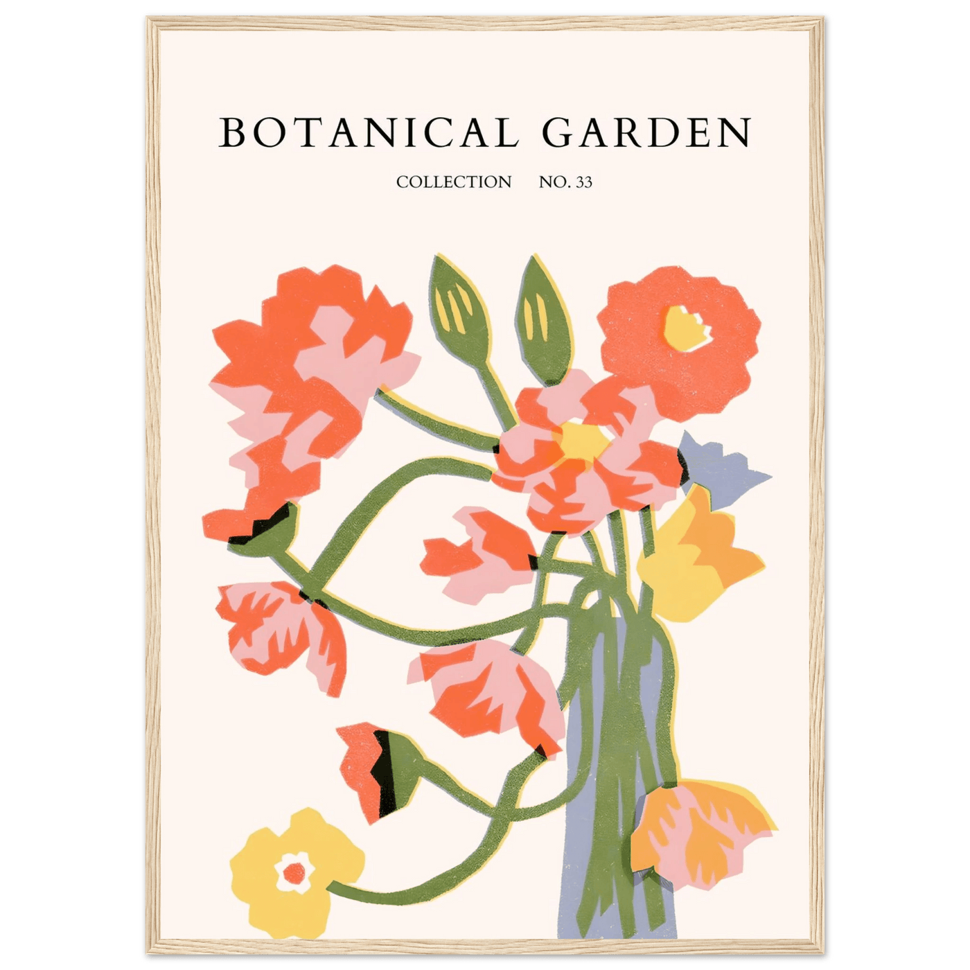 Botanical Garden Framed Poster - Abstract Floral Art Print | Warm Hues & Nature-Inspired Decor - Vibrantwalls