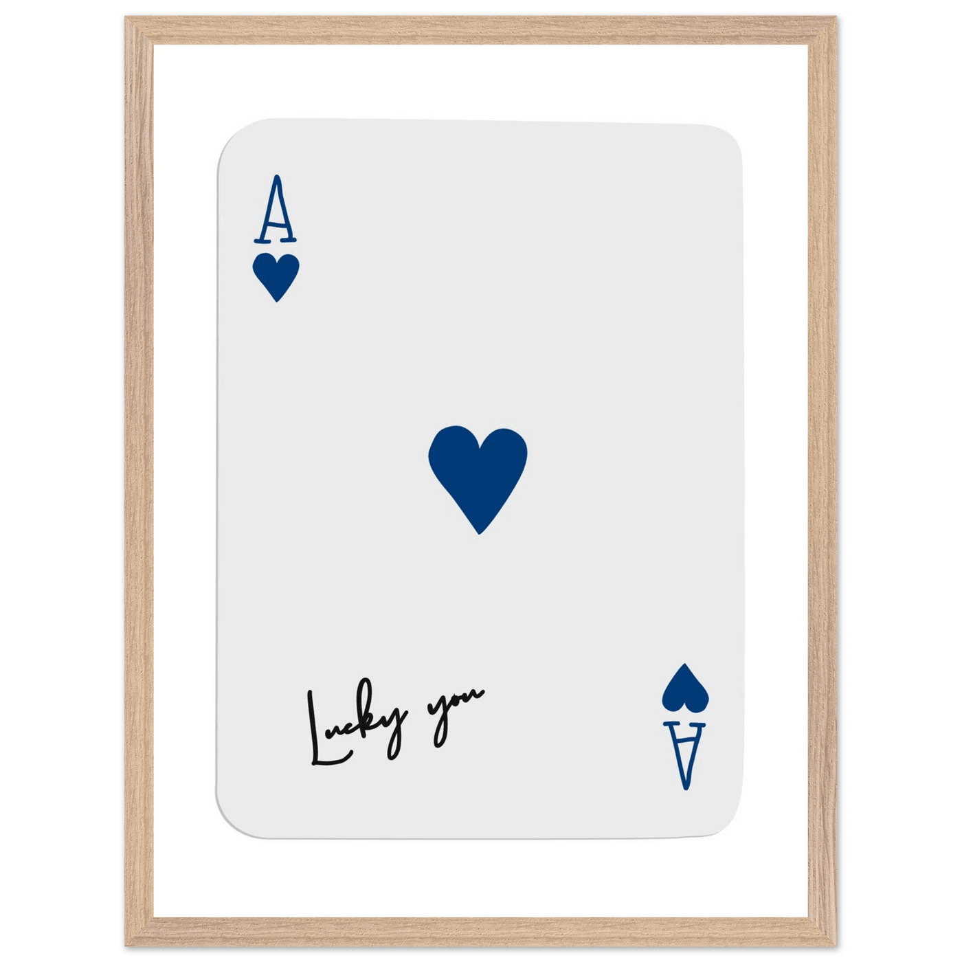 Lucky You Ace of Hearts - Framed Poker Card Art, Minimalist Eclectic Decor, Eco-Friendly Wood Frame - Vibrantwalls