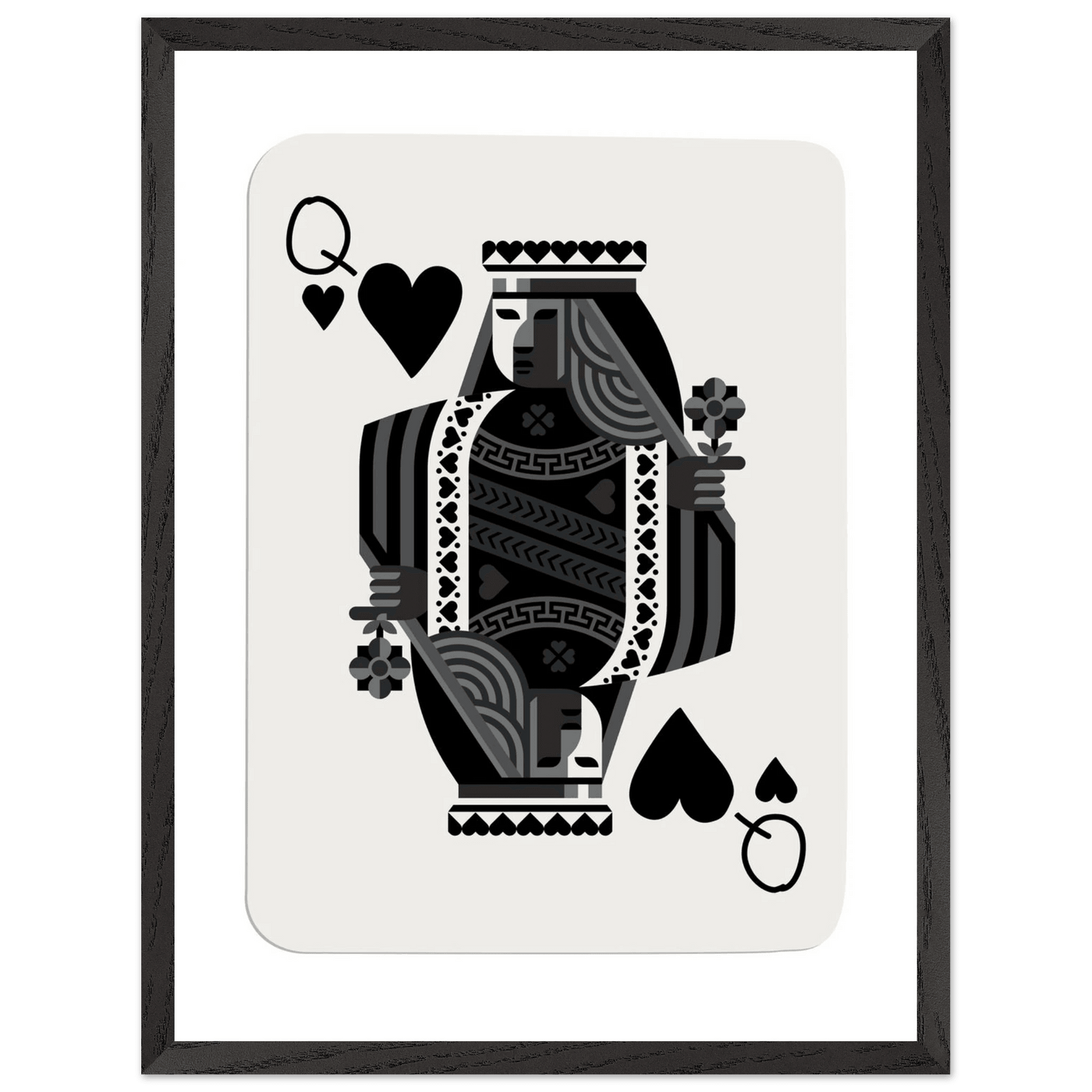 Queen of Spades Poker Card Print - Elegant Black & White Mounted Framed Poster Art, Eco-Friendly Wood Frame - Vibrantwalls