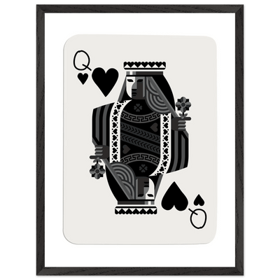 Queen of Spades Poker Card Print - Elegant Black & White Mounted Framed Poster Art, Eco-Friendly Wood Frame - Vibrantwalls