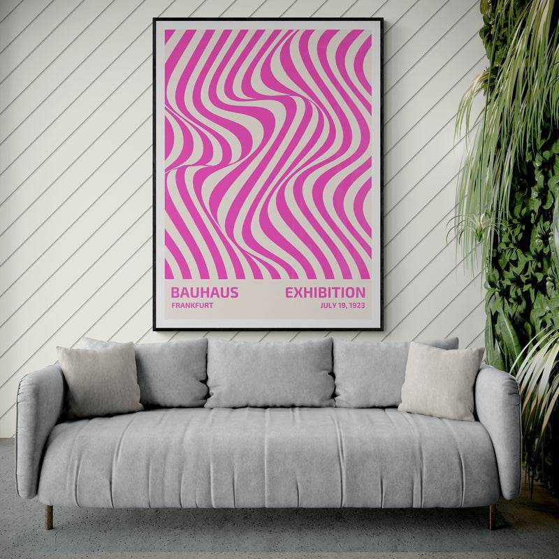 Bauhaus Pink Stripe Abstract Art Print – Modern Minimalist Framed Poster in Multiple Sizes - Vibrantwalls