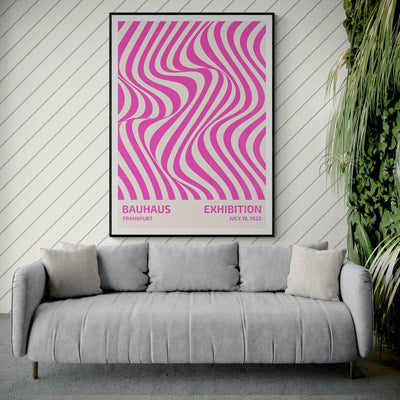 Bauhaus Pink Stripe Abstract Art Print – Modern Minimalist Framed Poster in Multiple Sizes - Vibrantwalls