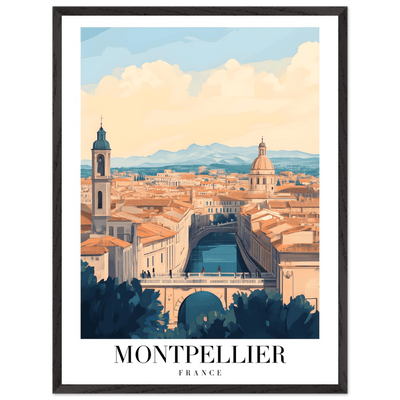 Montpellier France Framed Poster – Vintage Travel Wall Art with Wooden Frame - Vibrantwalls