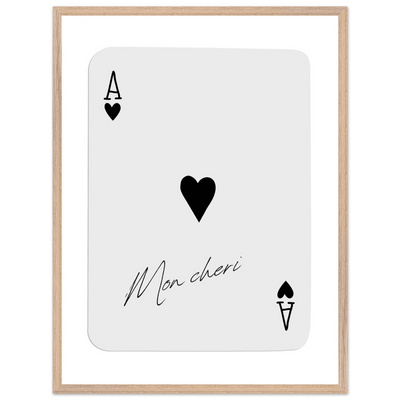 Ace of Hearts 'Mon Cheri' Art Print - Framed Poker Card Poster, Eco-Friendly Wood Frame - Vibrantwalls