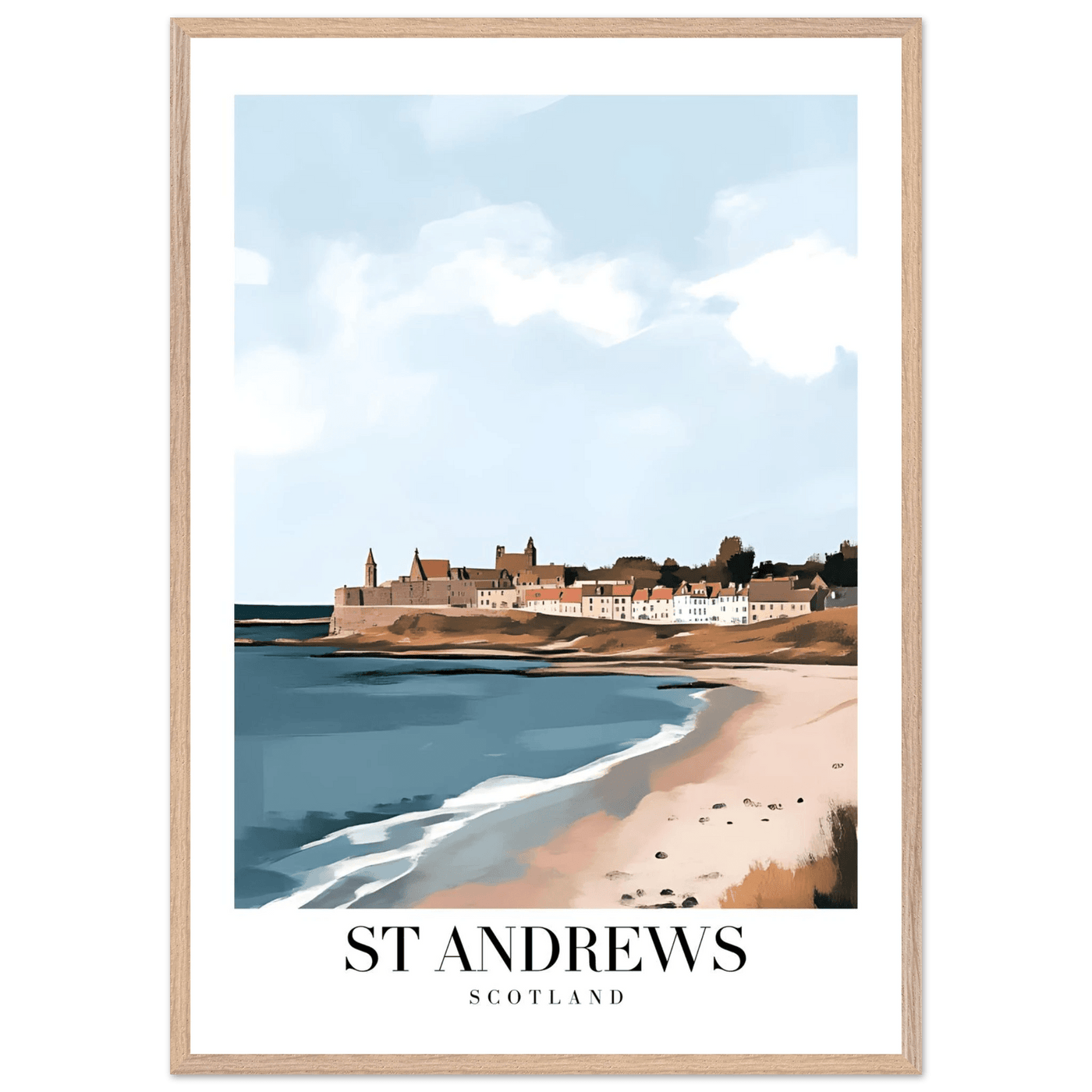 St Andrews Scotland Framed Poster – Coastal Town Wall Art with Wooden Frame - Vibrantwalls