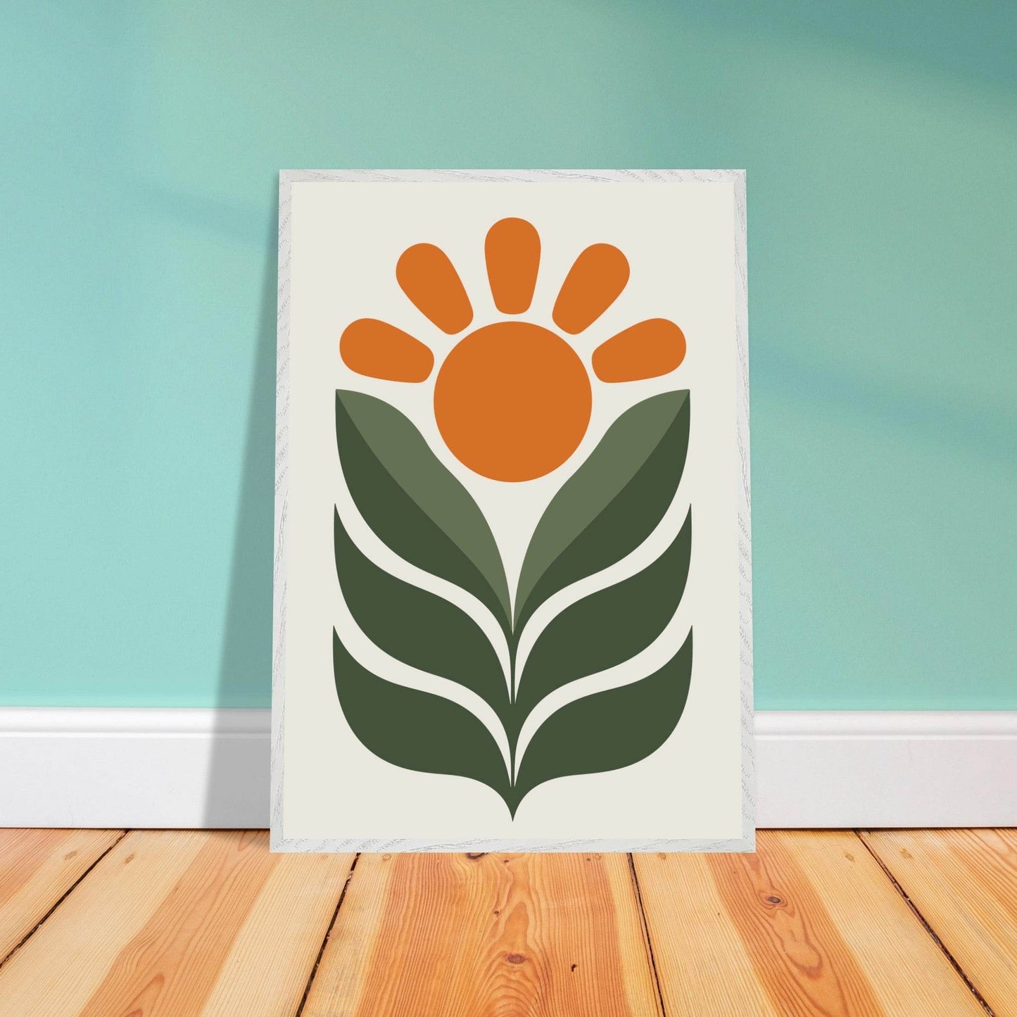 Boho Sun Leaves Nature Abstract Wall Art - Vibrantwalls