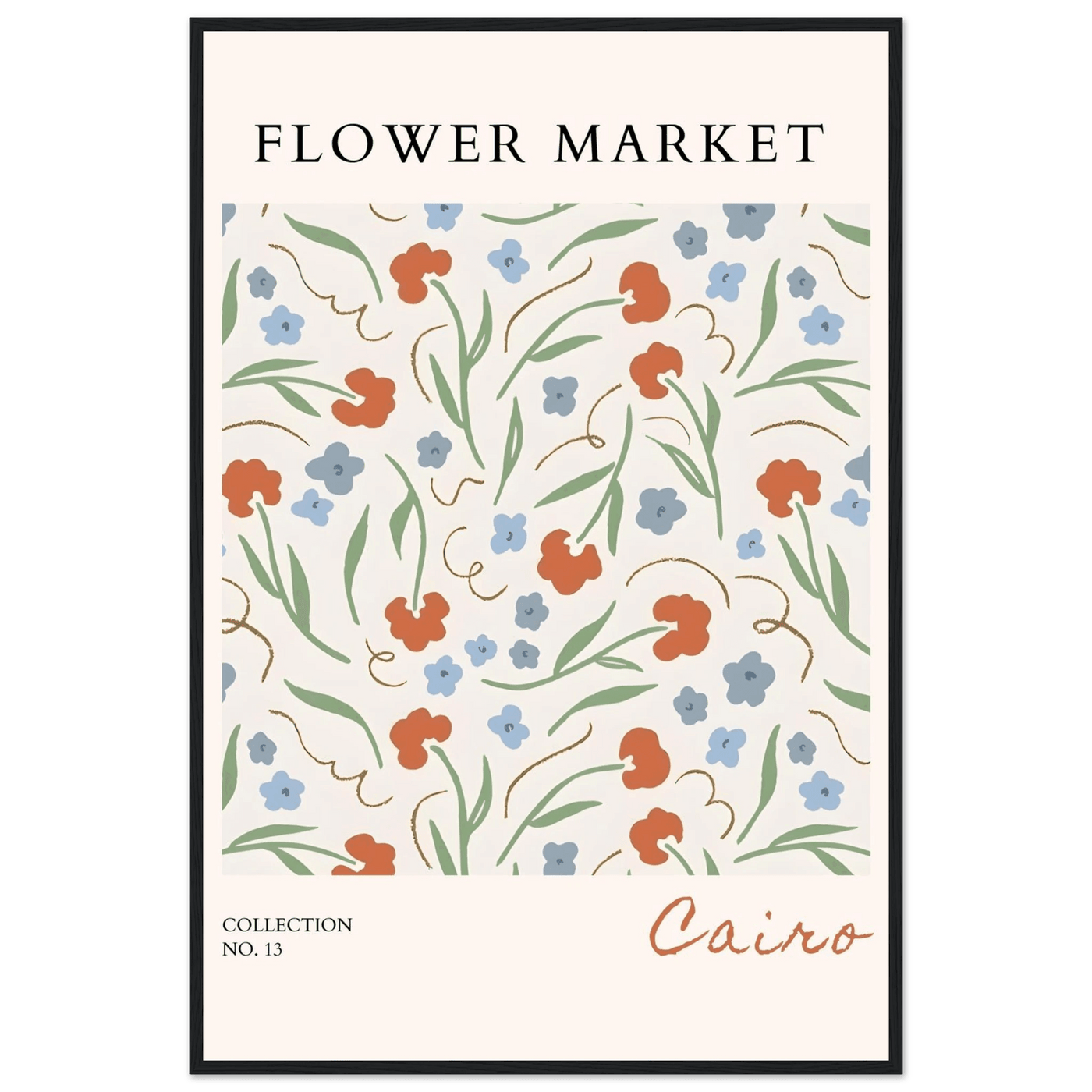 Flower Market Cairo Framed Poster – Abstract Floral Art Print | Earthy Tones & Ready-to-Hang Decor - Vibrantwalls