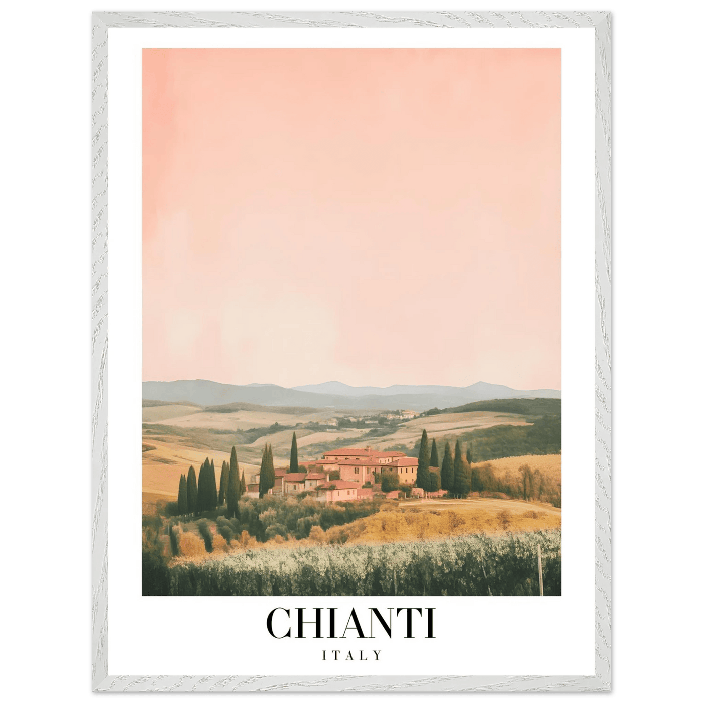 Chianti, Italy Framed Poster – Vintage Tuscan Countryside Wall Art with Customizable Wooden Frame - Vibrantwalls
