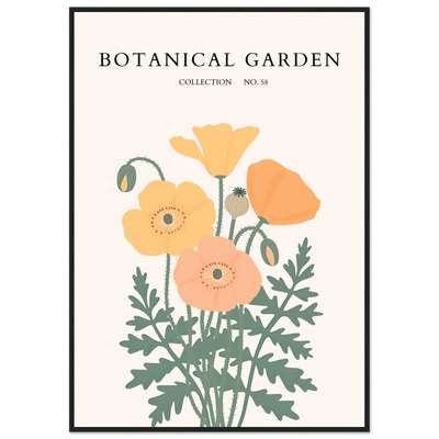 Botanical Garden Poppy Framed Poster – Warm Hues & Nature Art Print | Ready-to-Hang Floral Decor - Vibrantwalls