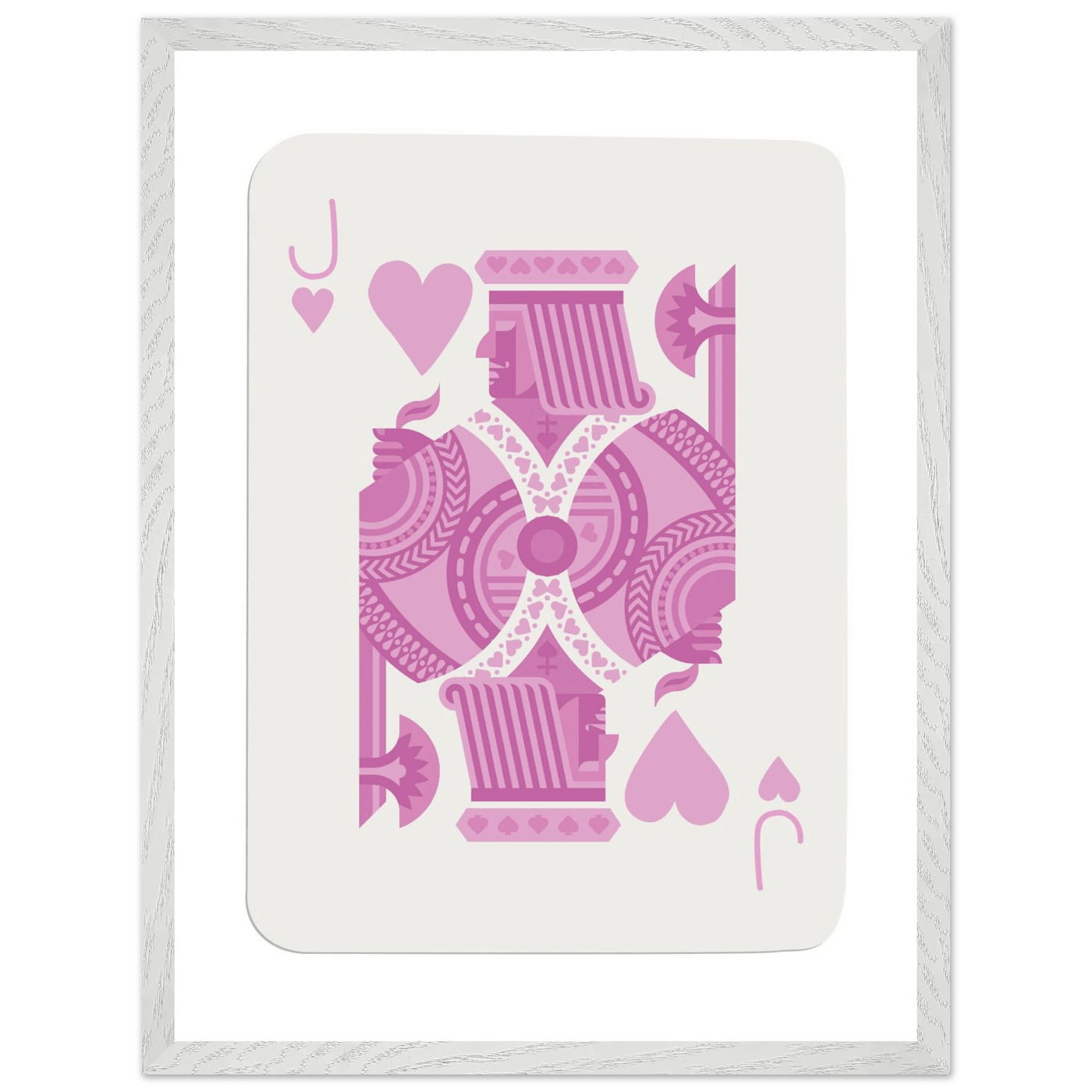 Jack of Hearts Poker Card Print - Eclectic Pink Framed Art - Eco-Friendly Wood Frame, Ready-to-Hang Decor - Vibrantwalls