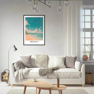 Okinawa Japan Framed Poster – Vintage Beach Travel Wall Art with Wooden Frame - Vibrantwalls