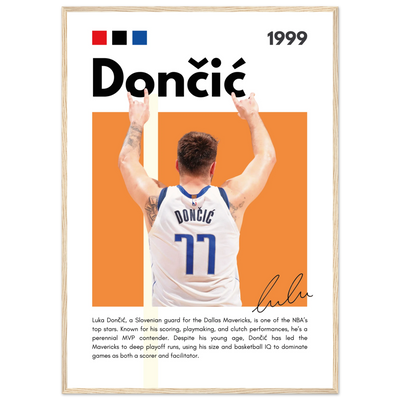 Luka Dončić El Matador Mavericks Framed Poster A1 (59.4 x 84.1 cm) Wood frame Vibrantwalls