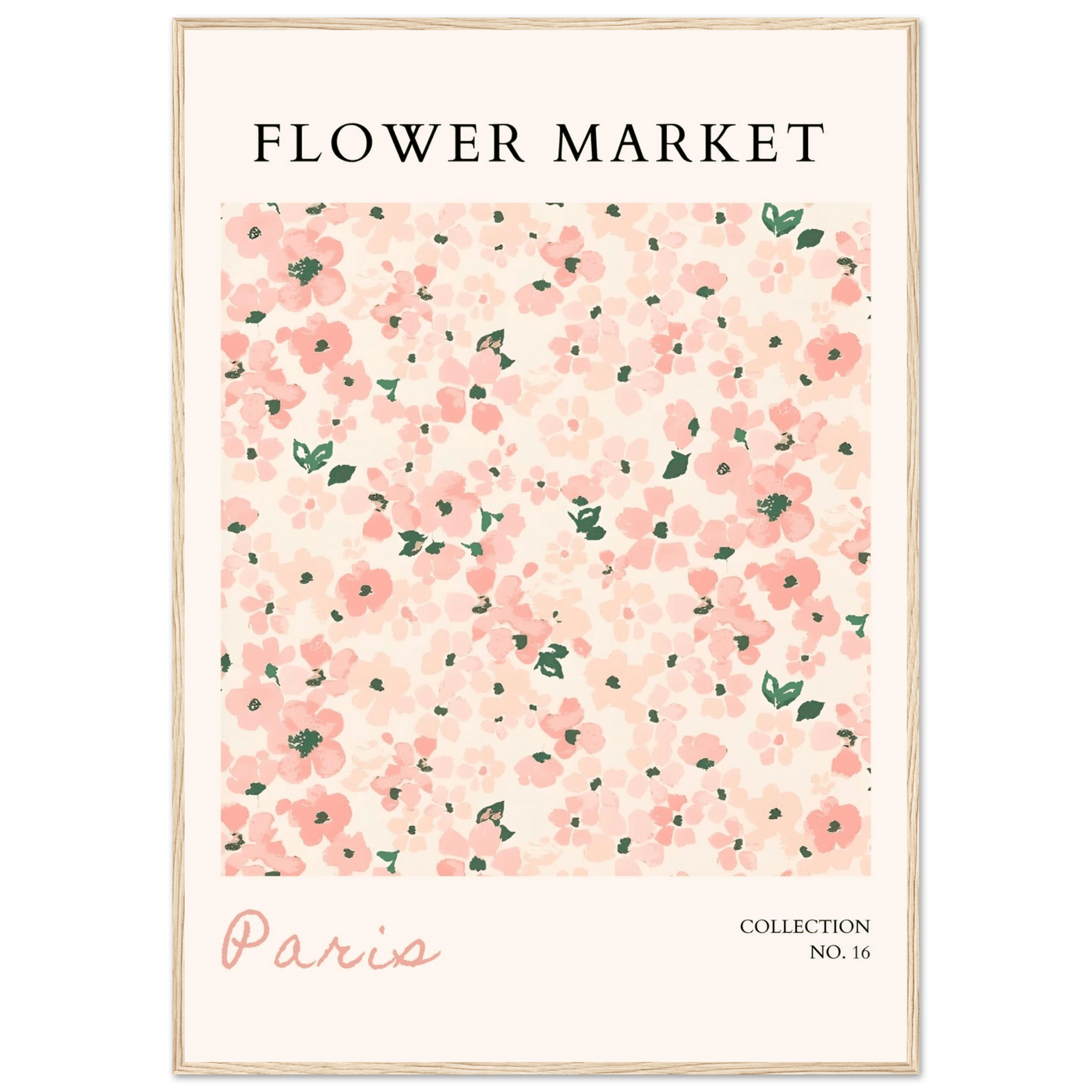 Paris Flower Market Framed Poster – Blush Floral Art Print | Ready-to-Hang Wall Decor in Multiple Sizes & Frame Finishes - Vibrantwalls
