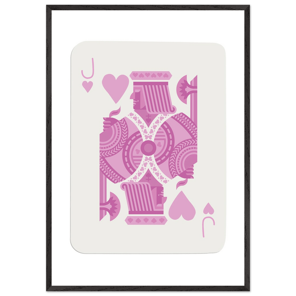 Jack of Hearts Poker Card Print - Eclectic Pink Framed Art - Eco-Friendly Wood Frame, Ready-to-Hang Decor - Vibrantwalls