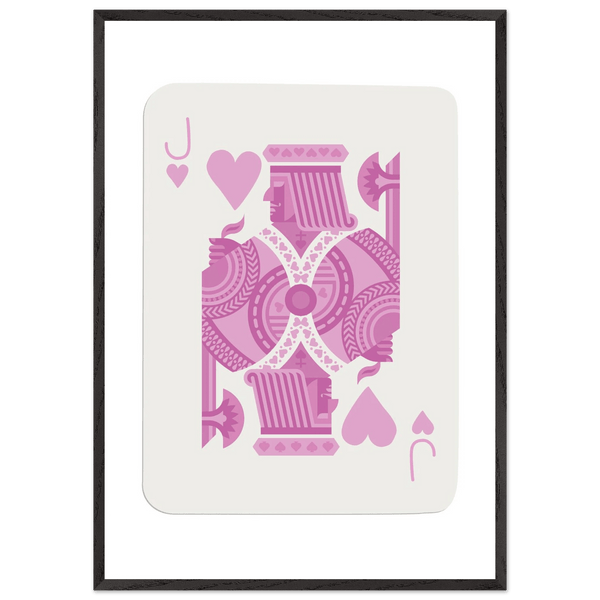 Jack of Hearts Poker Card Print - Eclectic Pink Framed Art - Eco-Friendly Wood Frame, Ready-to-Hang Decor - Vibrantwalls