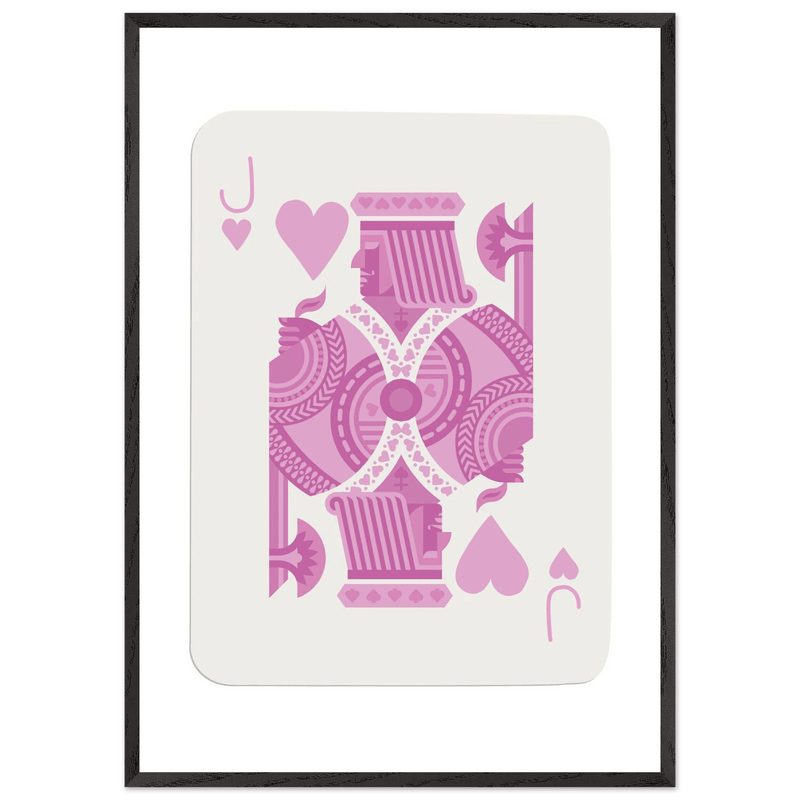 Jack of Hearts Poker Card Print - Eclectic Pink Framed Art - Eco-Friendly Wood Frame, Ready-to-Hang Decor - Vibrantwalls