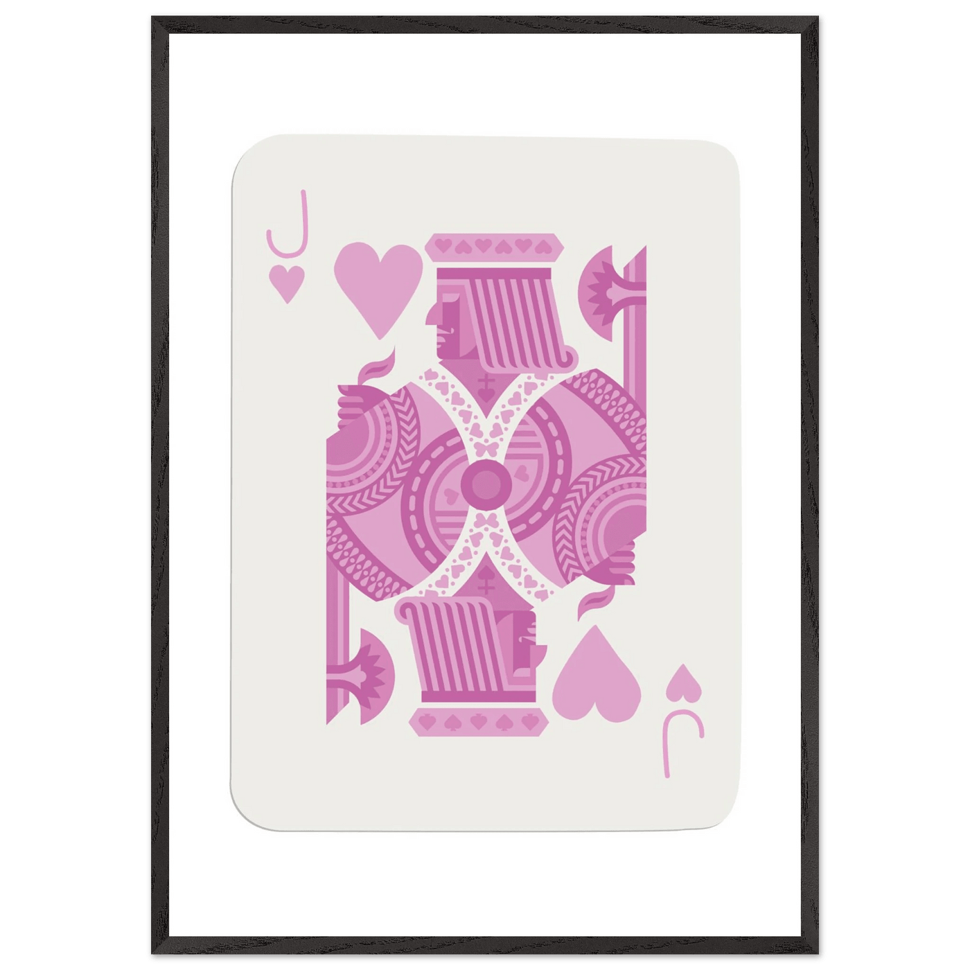 Jack of Hearts Poker Card Print - Eclectic Pink Framed Art - Eco-Friendly Wood Frame, Ready-to-Hang Decor - Vibrantwalls