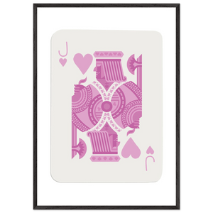 Jack of Hearts Poker Card Print - Eclectic Pink Framed Art - Eco-Friendly Wood Frame, Ready-to-Hang Decor - Vibrantwalls