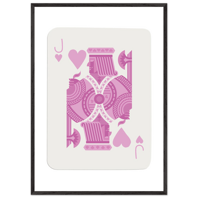 Jack of Hearts Poker Card Print - Eclectic Pink Framed Art - Eco-Friendly Wood Frame, Ready-to-Hang Decor - Vibrantwalls