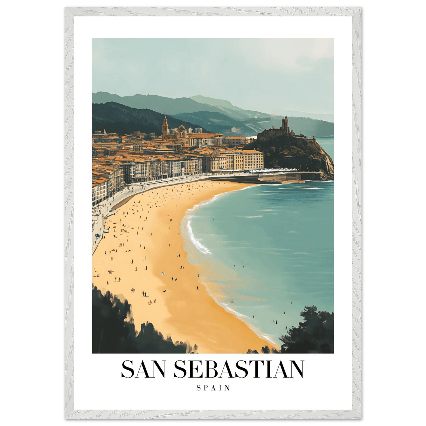 San Sebastian Spain Framed Poster – Vintage Coastal Travel Wall Art with Wooden Frame - Vibrantwalls