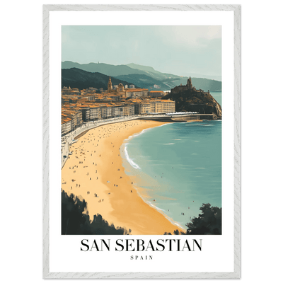 San Sebastian Spain Framed Poster – Vintage Coastal Travel Wall Art with Wooden Frame - Vibrantwalls
