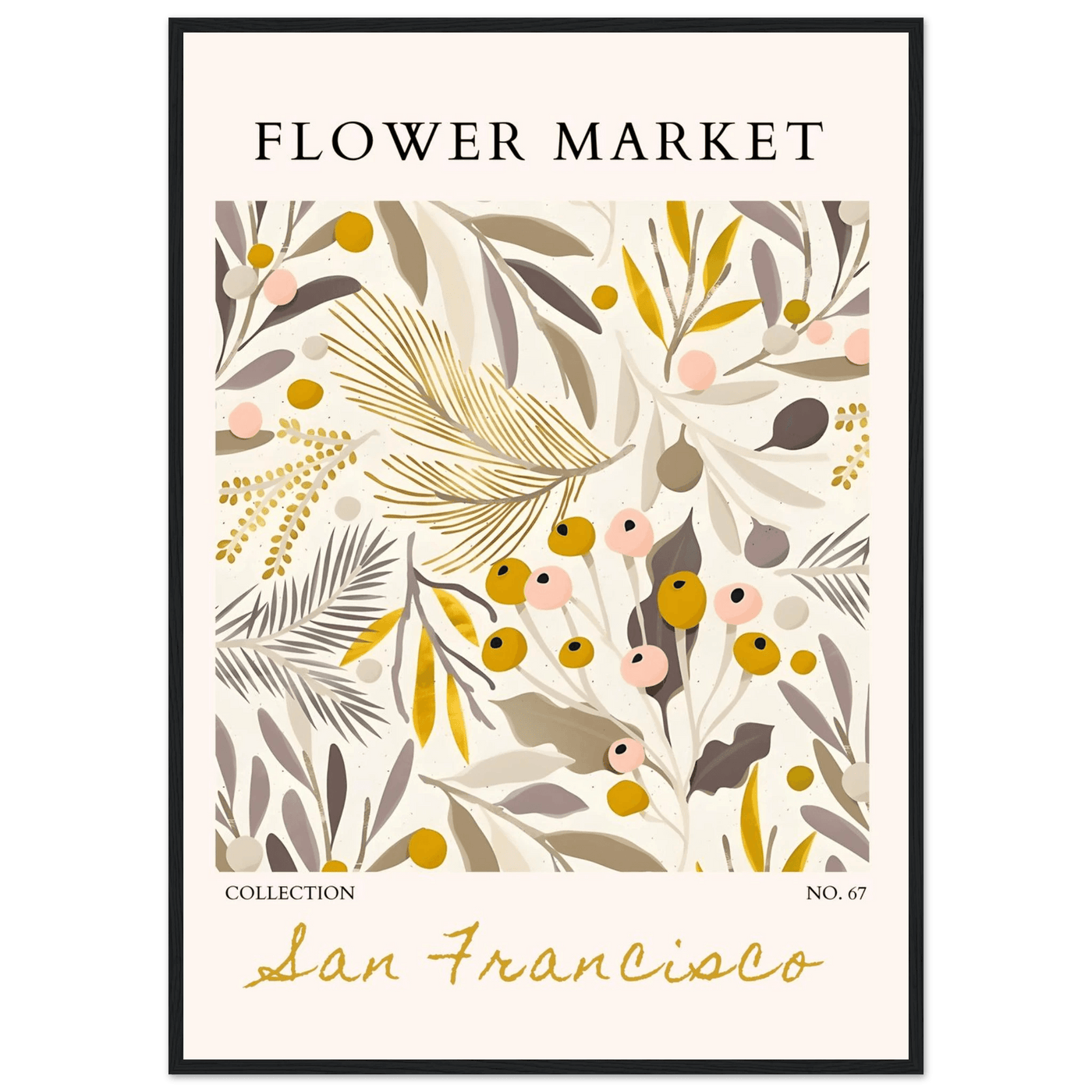 San Francisco Flower Market Collection Framed Poster – Botanical Golden Hues & Abstract Art Prints | Ready-to-Hang - Vibrantwalls